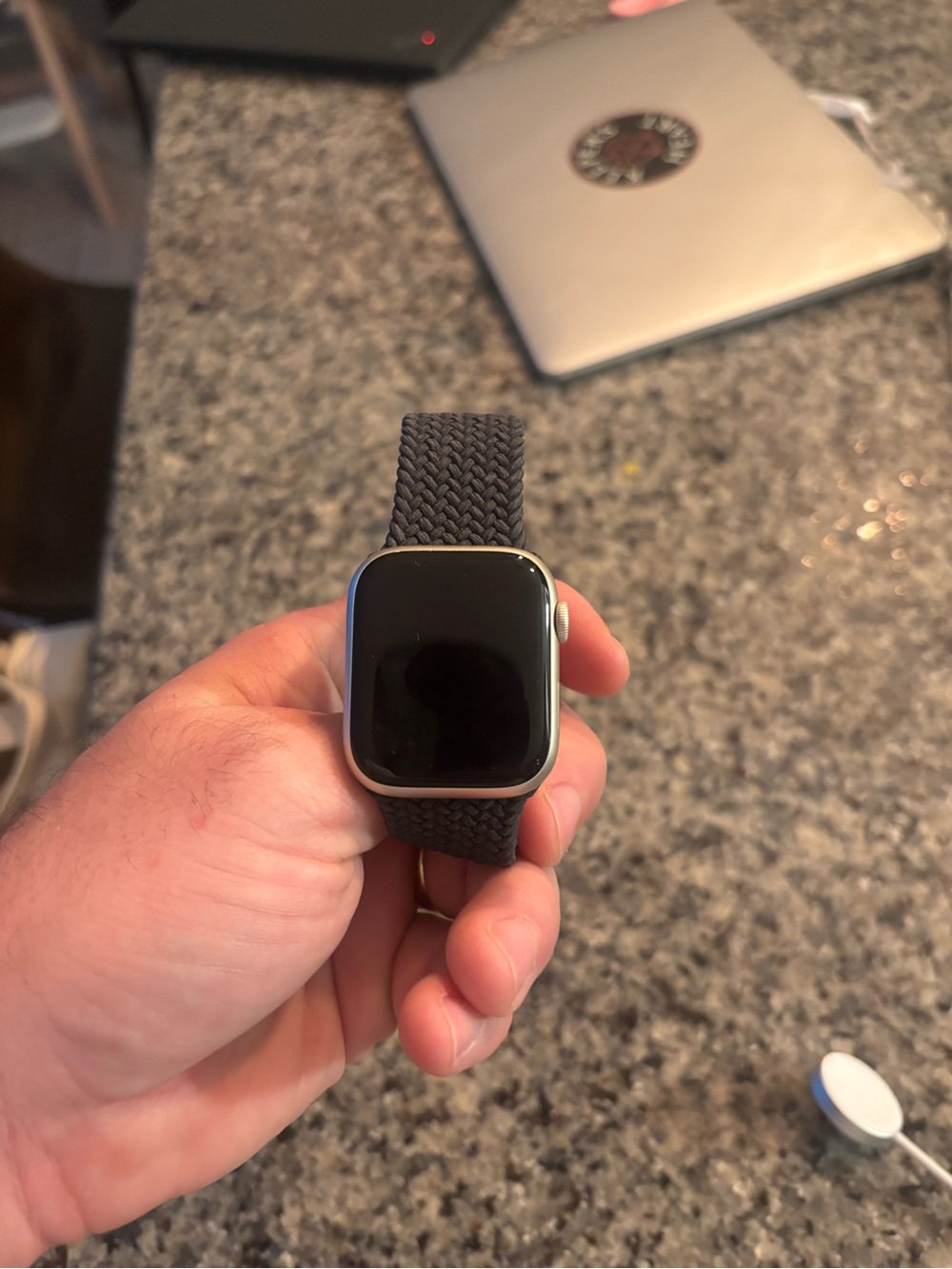 Apple Watch Series 8( Model A2771) Silver with Black Braided Solo Loop - Picture 4 of 6